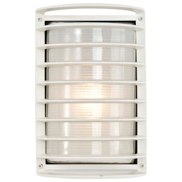 Bulk Head Nuvo 60-532 1 Light - 10 in. - Rectangle Cage Bulk Head - Die Cast Bulk Head - Semi Gloss White Finish Nuvo