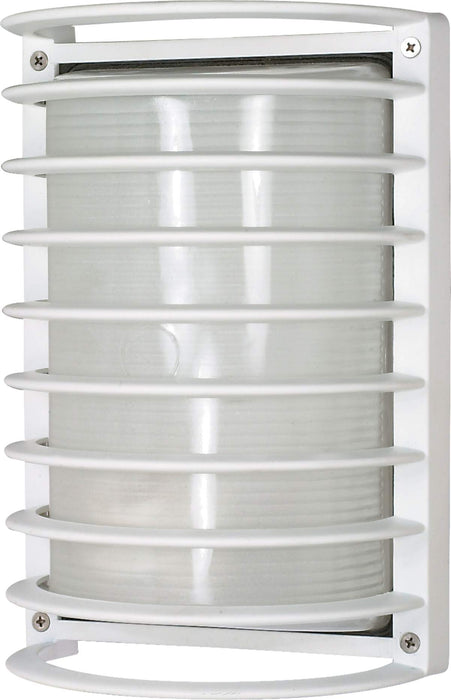 Bulk Head Nuvo 60-532 1 Light - 10 in. - Rectangle Cage Bulk Head - Die Cast Bulk Head - Semi Gloss White Finish Nuvo
