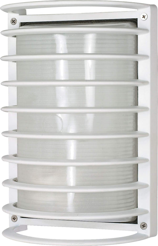 Bulk Head Nuvo 60-532 1 Light - 10 in. - Rectangle Cage Bulk Head - Die Cast Bulk Head - Semi Gloss White Finish Nuvo