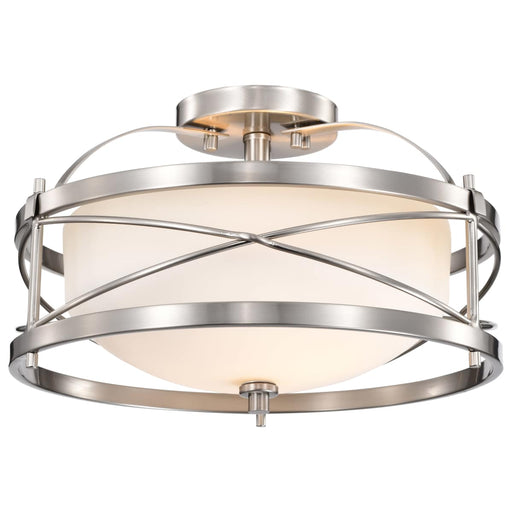 Semi Flush Nuvo 60-5331 Ginger - 2 Light - Semi-Flush with Etched Opal Glass - Brushed Nickel Finish Nuvo