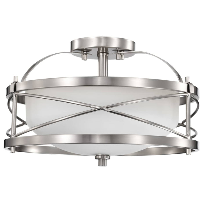 Semi Flush Nuvo 60-5331 Ginger - 2 Light - Semi-Flush with Etched Opal Glass - Brushed Nickel Finish Nuvo