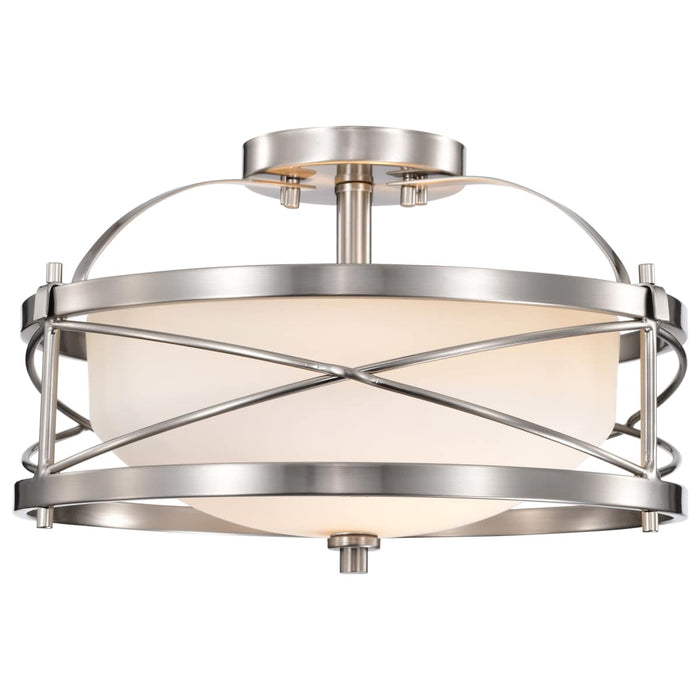 Semi Flush Nuvo 60-5331 Ginger - 2 Light - Semi-Flush with Etched Opal Glass - Brushed Nickel Finish Nuvo