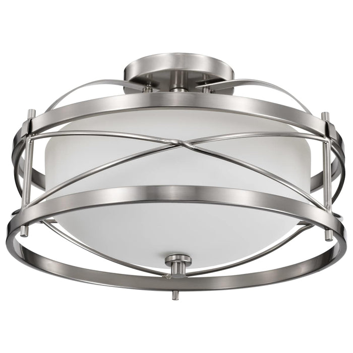 Semi Flush Nuvo 60-5331 Ginger - 2 Light - Semi-Flush with Etched Opal Glass - Brushed Nickel Finish Nuvo