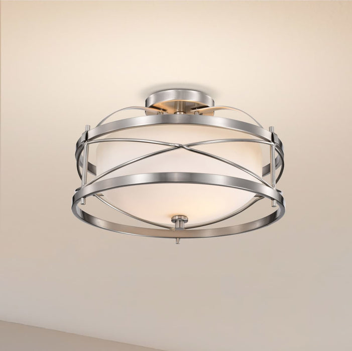Semi Flush Nuvo 60-5331 Ginger - 2 Light - Semi-Flush with Etched Opal Glass - Brushed Nickel Finish Nuvo