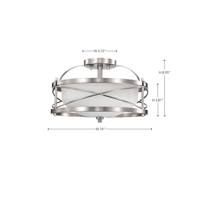 Semi Flush Nuvo 60-5331 Ginger - 2 Light - Semi-Flush with Etched Opal Glass - Brushed Nickel Finish Nuvo