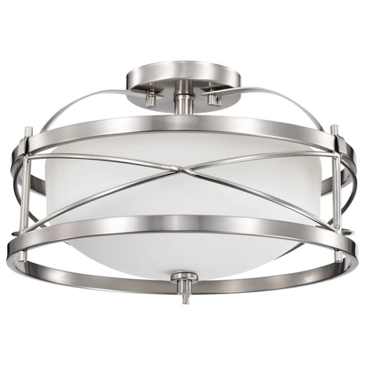 Semi Flush Nuvo 60-5331 Ginger - 2 Light - Semi-Flush with Etched Opal Glass - Brushed Nickel Finish Nuvo