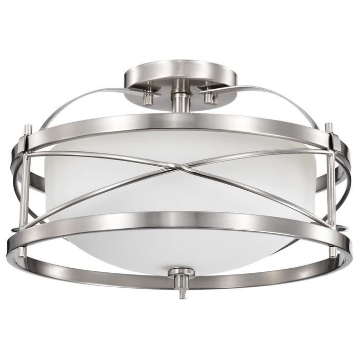 Semi Flush Nuvo 60-5331 Ginger - 2 Light - Semi-Flush with Etched Opal Glass - Brushed Nickel Finish Nuvo