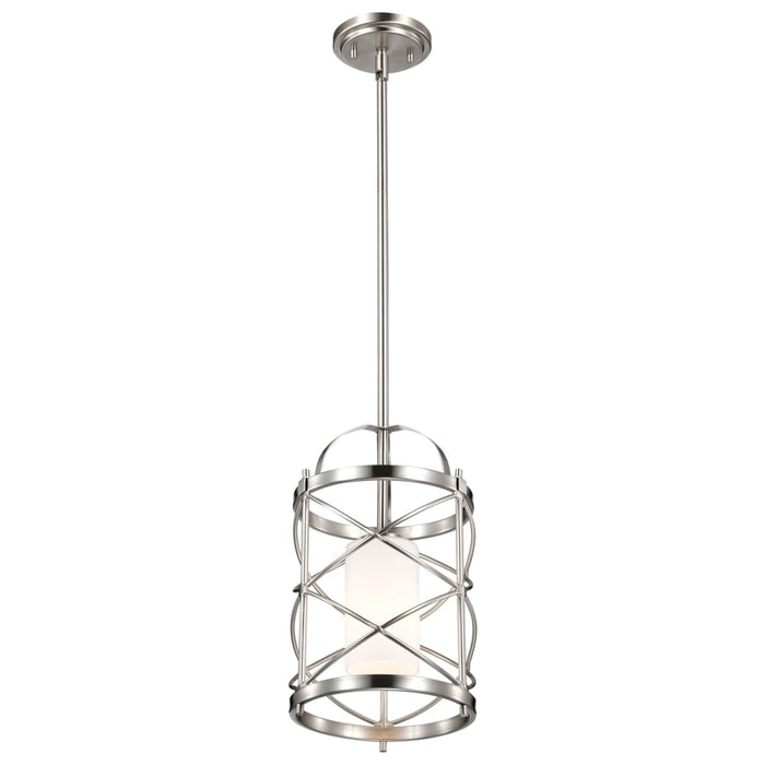 Mini Pendant Nuvo 60-5332 Ginger - 1 Light - Mini Pendant with Etched Opal Glass - Brushed Nickel Finish Nuvo