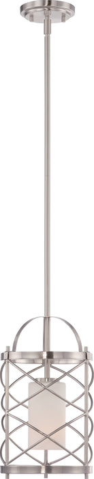 Mini Pendant Nuvo 60-5332 Ginger - 1 Light - Mini Pendant with Etched Opal Glass - Brushed Nickel Finish Nuvo