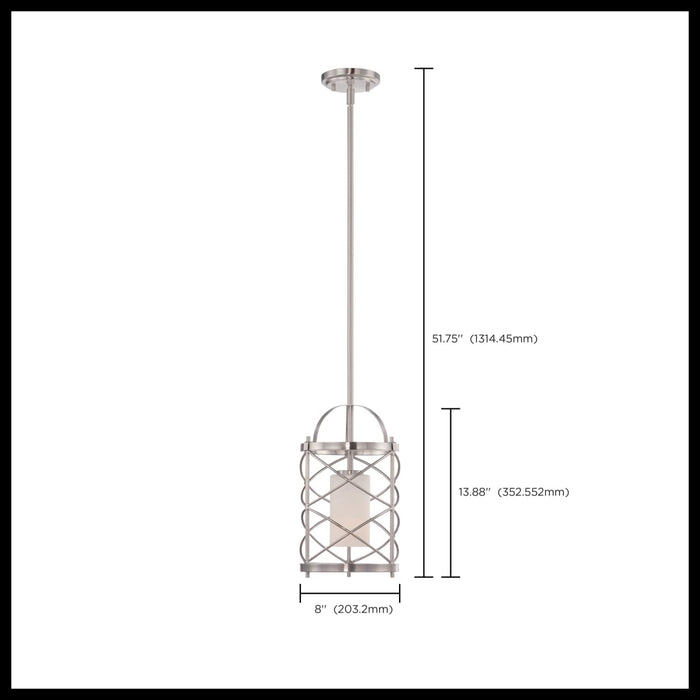 Mini Pendant Nuvo 60-5332 Ginger - 1 Light - Mini Pendant with Etched Opal Glass - Brushed Nickel Finish Nuvo