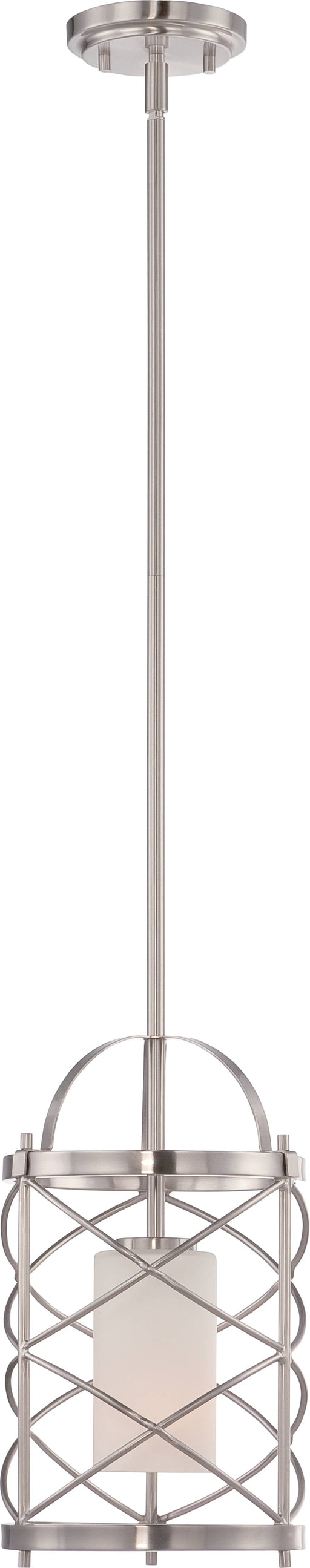 Mini Pendant Nuvo 60-5332 Ginger - 1 Light - Mini Pendant with Etched Opal Glass - Brushed Nickel Finish Nuvo