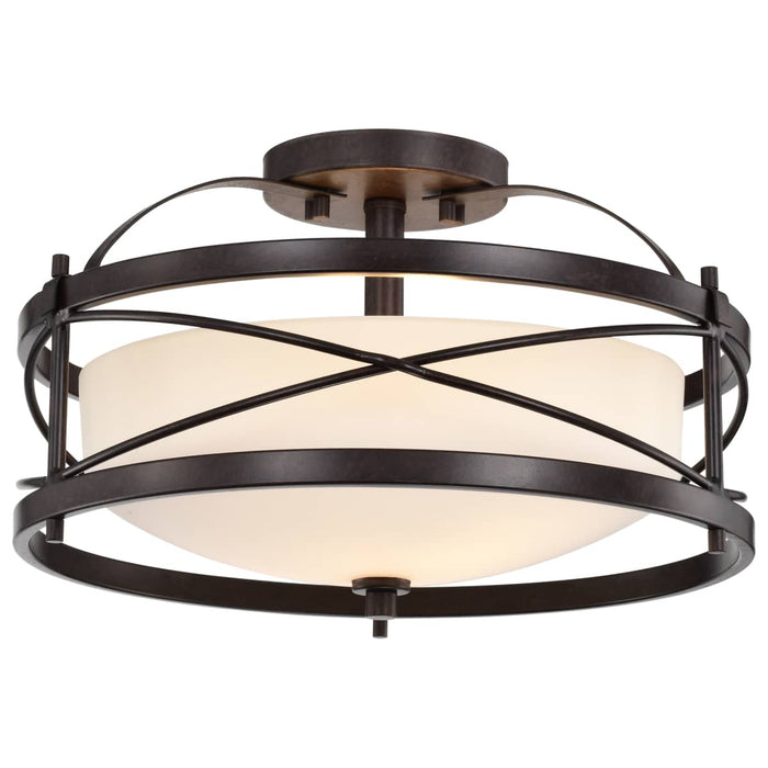 Semi Flush Nuvo 60-5335 Ginger - 2 Light - Semi-Flush with Etched Opal Glass - Old Bronze Finish Nuvo