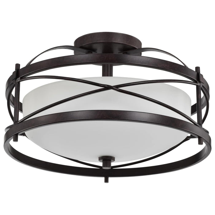 Semi Flush Nuvo 60-5335 Ginger - 2 Light - Semi-Flush with Etched Opal Glass - Old Bronze Finish Nuvo