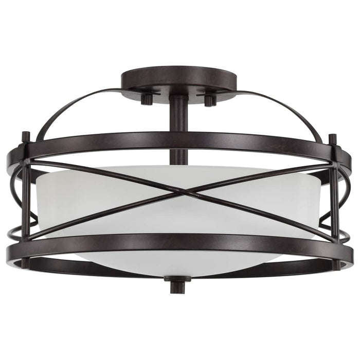 Semi Flush Nuvo 60-5335 Ginger - 2 Light - Semi-Flush with Etched Opal Glass - Old Bronze Finish Nuvo