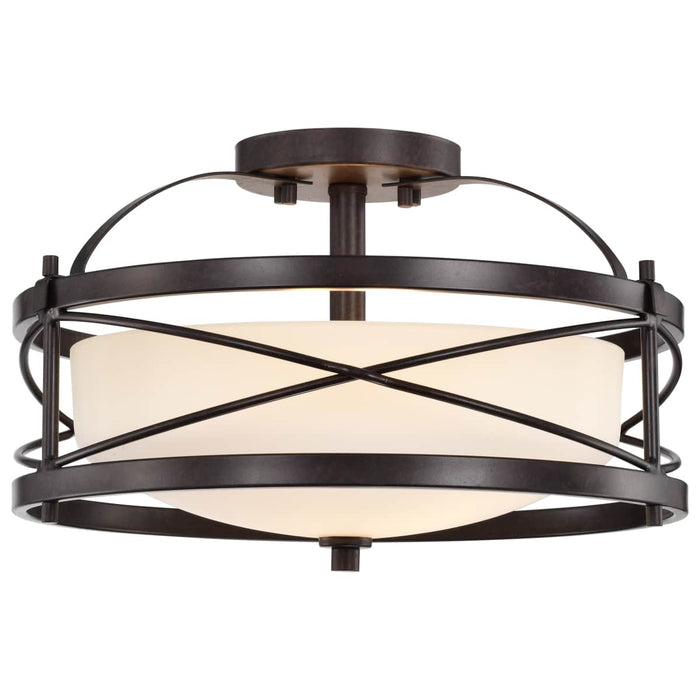 Semi Flush Nuvo 60-5335 Ginger - 2 Light - Semi-Flush with Etched Opal Glass - Old Bronze Finish Nuvo
