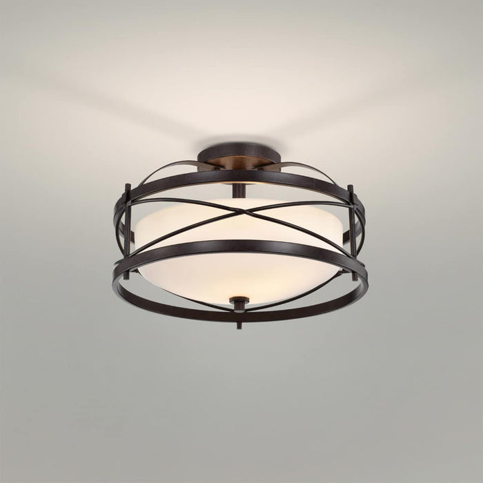Semi Flush Nuvo 60-5335 Ginger - 2 Light - Semi-Flush with Etched Opal Glass - Old Bronze Finish Nuvo
