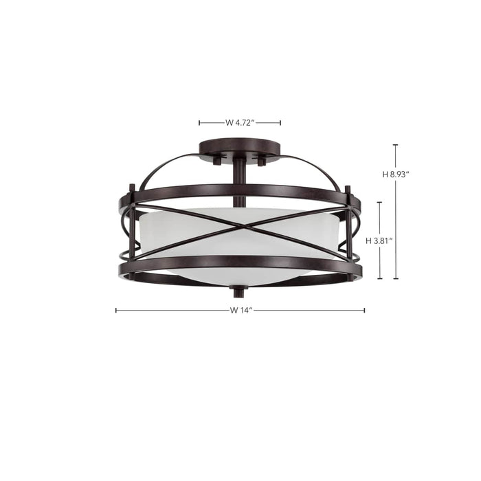 Semi Flush Nuvo 60-5335 Ginger - 2 Light - Semi-Flush with Etched Opal Glass - Old Bronze Finish Nuvo