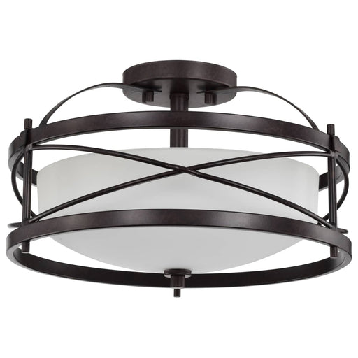 Semi Flush Nuvo 60-5335 Ginger - 2 Light - Semi-Flush with Etched Opal Glass - Old Bronze Finish Nuvo