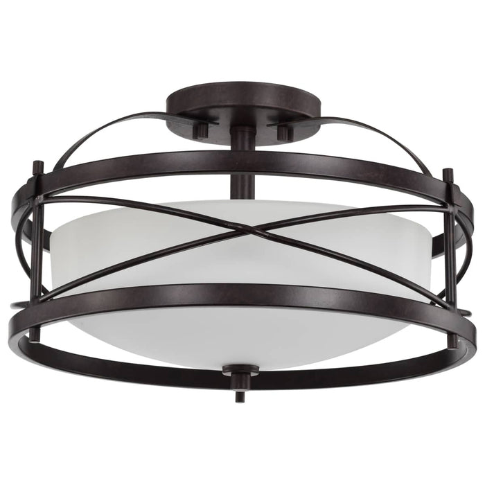 Semi Flush Nuvo 60-5335 Ginger - 2 Light - Semi-Flush with Etched Opal Glass - Old Bronze Finish Nuvo
