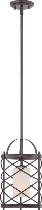 Mini Pendant Nuvo 60-5336 Ginger - 1 Light - Mini Pendant with Etched Opal Glass - Old Bronze Finish Nuvo