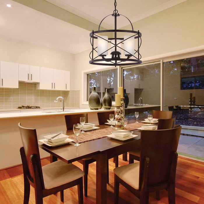 Pendant Nuvo 60-5337 Ginger - 3 Light - Pendant with Etched Opal Glass - Old Bronze Finish Nuvo
