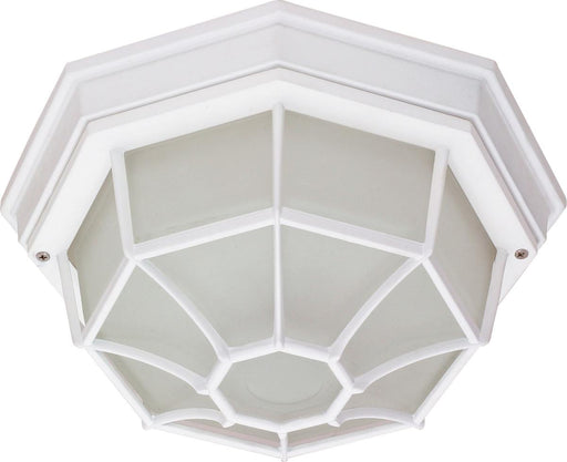 Flush Mount Nuvo 60-534 1 Light - 12 in. - Ceiling Spider Cage Fixture - Die Cast - Glass Lens - White Finish Nuvo