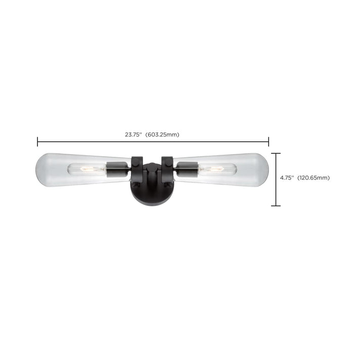 Sconce Nuvo 60-5363 Beaker - 2 Light - Wall Sconce with Clear Glass - Vintage lamps Included - Aged Bronze Finish Nuvo