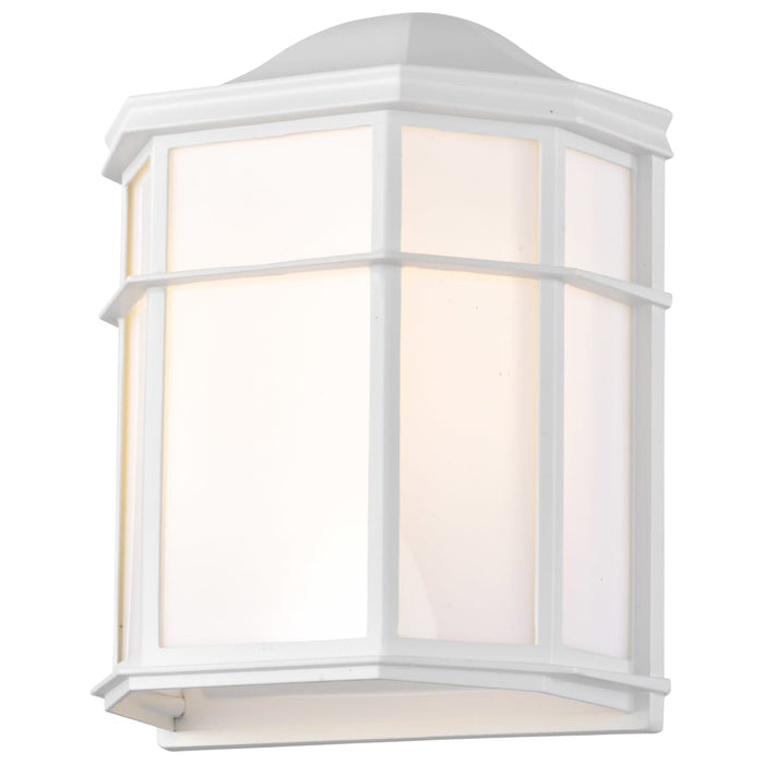 Wall Lantern Nuvo 60-537 1 Light - 10 in. - Cage Lantern Wall Fixture - Die Cast - Linen Acrylic Lens - White Finish Nuvo
