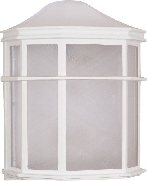 Wall Lantern Nuvo 60-537 1 Light - 10 in. - Cage Lantern Wall Fixture - Die Cast - Linen Acrylic Lens - White Finish Nuvo
