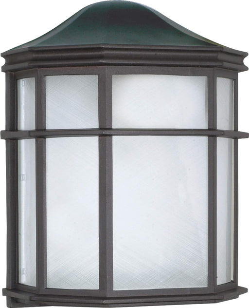 Wall Lantern Nuvo 60-539 1 Light - 10 in. - Cage Lantern Wall Fixture - Die Cast - Linen Acrylic Lens - Textured Black Finish Nuvo