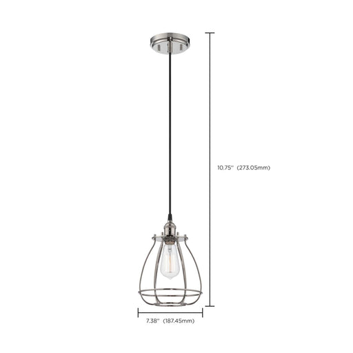 Pendant Nuvo 60-5401 Vintage - 1 Light - Caged Pendant - Vintage Lamp Included - Polished Nickel Finish Nuvo