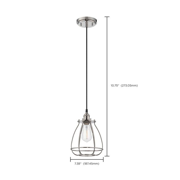 Pendant Nuvo 60-5401 Vintage - 1 Light - Caged Pendant - Vintage Lamp Included - Polished Nickel Finish Nuvo