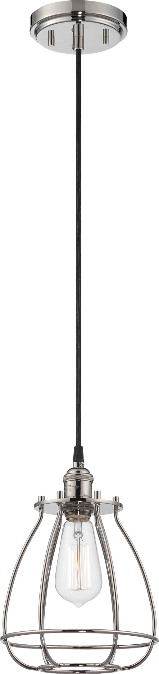 Pendant Nuvo 60-5401 Vintage - 1 Light - Caged Pendant - Vintage Lamp Included - Polished Nickel Finish Nuvo