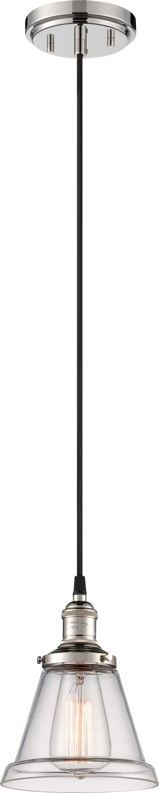Pendant Nuvo 60-5402 Vintage - 1 Light - Pendant with Clear Glass - Vintage Lamp Included - Polished Nickel Finish Nuvo