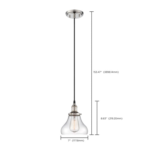 Pendant Nuvo 60-5403 Vintage - 1 Light - Pendant with Clear Glass - Vintage Lamp Included - Polished Nickel Finish Nuvo