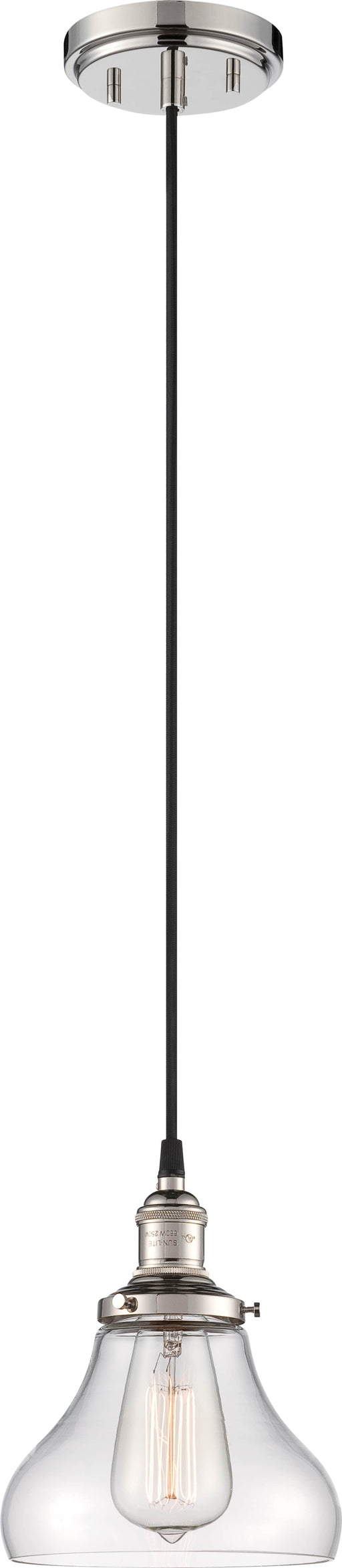 Pendant Nuvo 60-5403 Vintage - 1 Light - Pendant with Clear Glass - Vintage Lamp Included - Polished Nickel Finish Nuvo