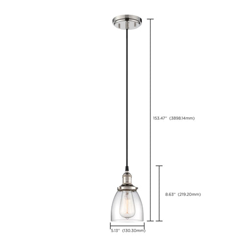 Pendant Nuvo 60-5404 Vintage - 1 Light - Pendant with Clear Glass - Vintage Lamp Included - Polished Nickel Finish Nuvo