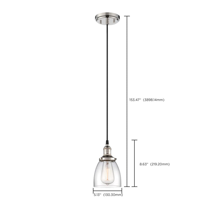 Pendant Nuvo 60-5404 Vintage - 1 Light - Pendant with Clear Glass - Vintage Lamp Included - Polished Nickel Finish Nuvo