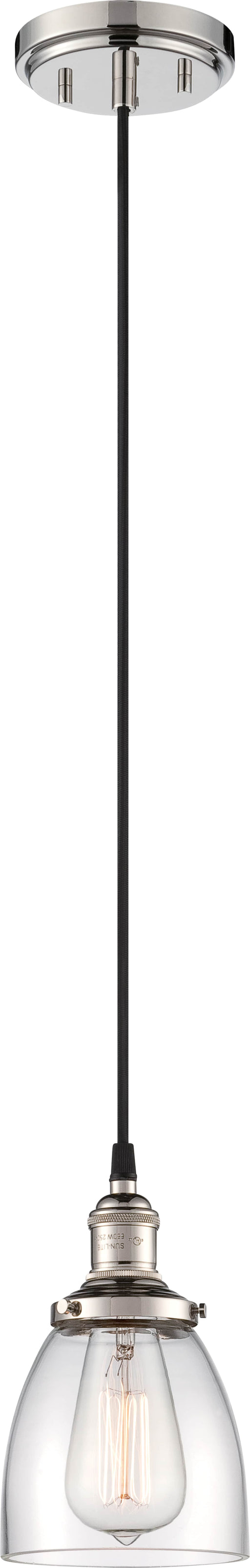Pendant Nuvo 60-5404 Vintage - 1 Light - Pendant with Clear Glass - Vintage Lamp Included - Polished Nickel Finish Nuvo
