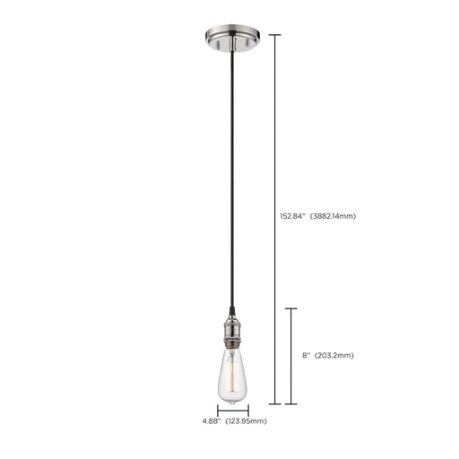 Pendant Nuvo 60-5405 Vintage - 1 Light - Pendant - Vintage Lamp Included - Polished Nickel Finish Nuvo