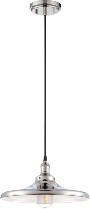 Pendant Nuvo 60-5406 Vintage - 1 Light - Pendant with Matching Shade - Vintage Lamp Included - Polished Nickel Finish Nuvo