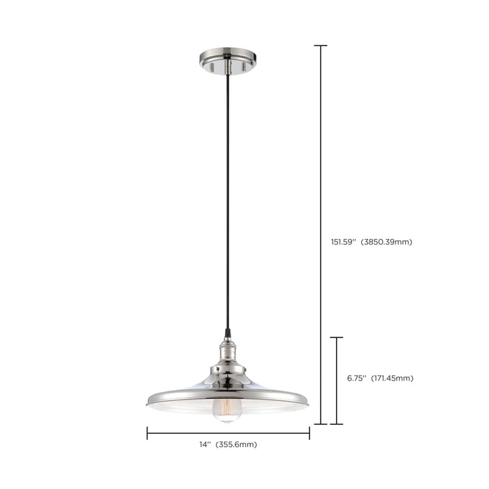 Pendant Nuvo 60-5406 Vintage - 1 Light - Pendant with Matching Shade - Vintage Lamp Included - Polished Nickel Finish Nuvo