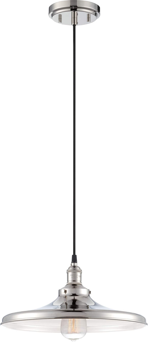 Pendant Nuvo 60-5406 Vintage - 1 Light - Pendant with Matching Shade - Vintage Lamp Included - Polished Nickel Finish Nuvo