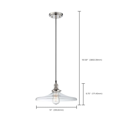 Pendant Nuvo 60-5407 Vintage - 1 Light - Pendant with Clear Glass - Vintage Lamp Included - Polished Nickel Finish Nuvo