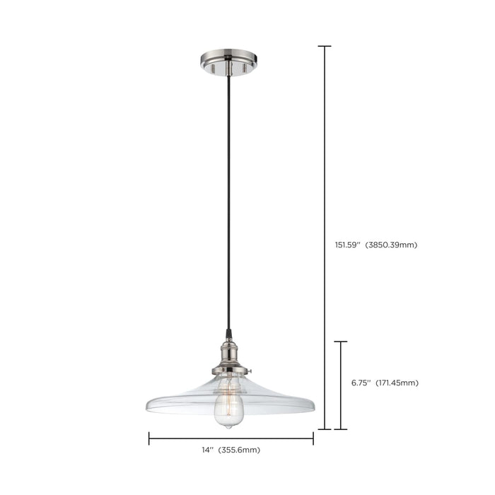 Pendant Nuvo 60-5407 Vintage - 1 Light - Pendant with Clear Glass - Vintage Lamp Included - Polished Nickel Finish Nuvo