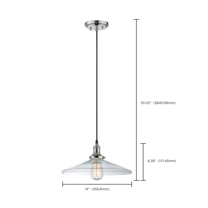 Pendant Nuvo 60-5408 Vintage - 1 Light - Pendant with Clear Glass - Vintage Lamp Included - Polished Nickel Finish Nuvo