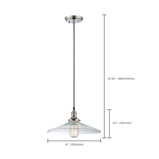 Pendant Nuvo 60-5409 Vintage - 1 Light - Pendant with Matching Shade - Vintage Lamp Included - Polished Nickel Finish Nuvo