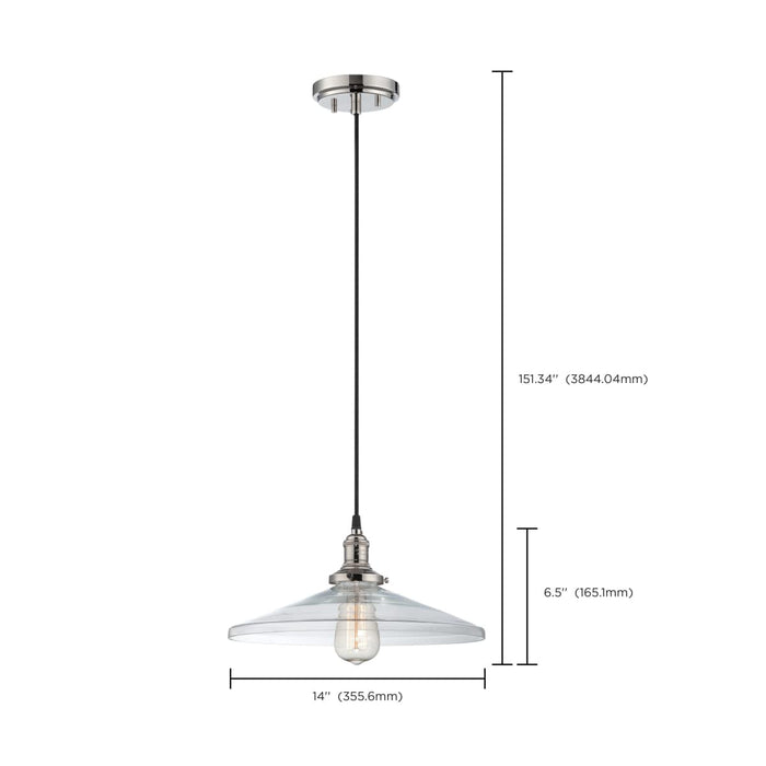 Pendant Nuvo 60-5409 Vintage - 1 Light - Pendant with Matching Shade - Vintage Lamp Included - Polished Nickel Finish Nuvo