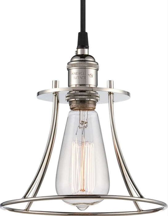 Pendant Nuvo 60-5411 Vintage - 1 Light - Caged Pendant - Vintage Lamp Included - Polished Nickel Finish Nuvo