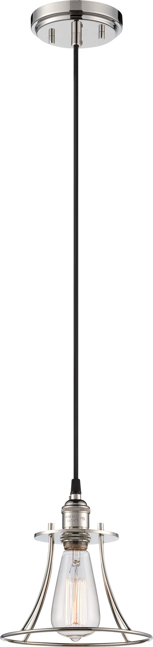 Pendant Nuvo 60-5411 Vintage - 1 Light - Caged Pendant - Vintage Lamp Included - Polished Nickel Finish Nuvo